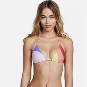 Mara Hoffman Women's XL RAE Rainbow Multi Triangle Adjust. Swim Bikini Top NWT